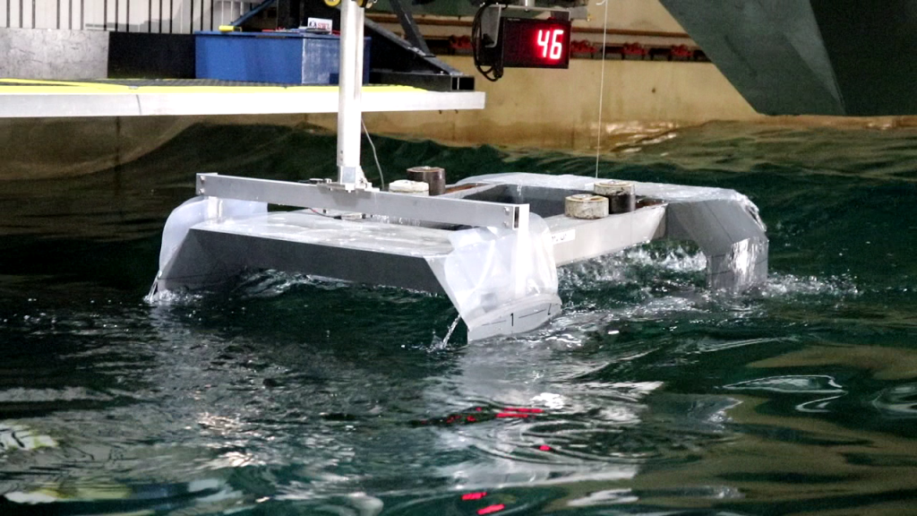 Seekeeping test on a small waterplane area twin hull (SWATH) vessel